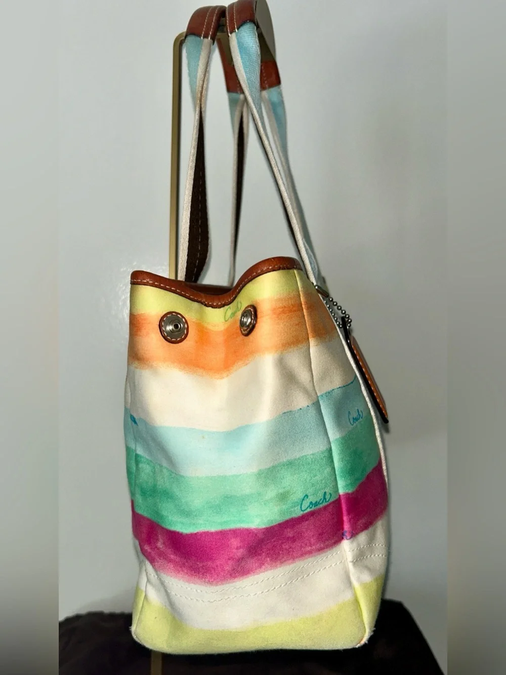 Coach Hamptons Watercolor Paste Stripes Tote.  Released in 2006